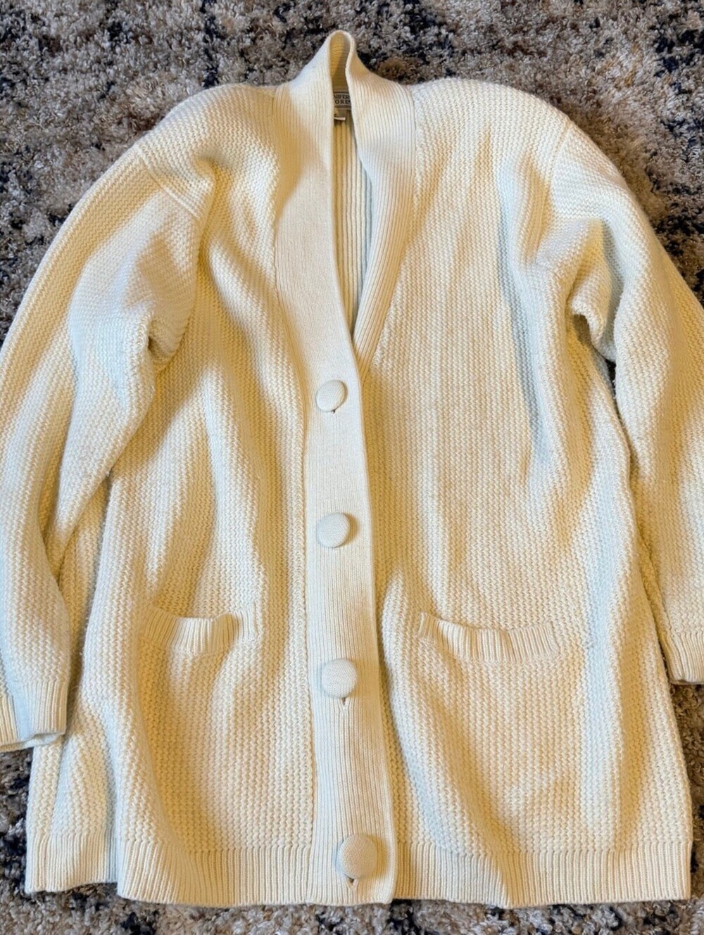 Jennifer Moore Cream Button Up Cardigan XL